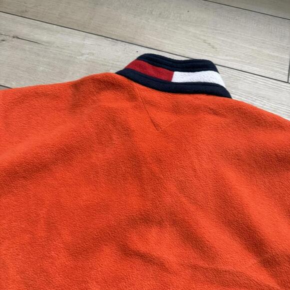 Vintage Tommy Hilfiger Orange Polar Fleece Quarter Zip XL Logo Embroidered Y2K - Picture 7 of 10